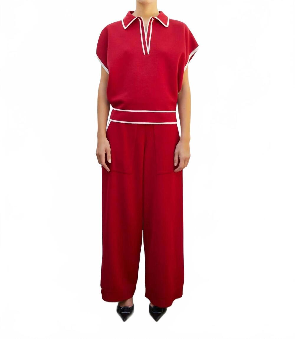 NEW MOLLI wide knit couture pants in garnet
